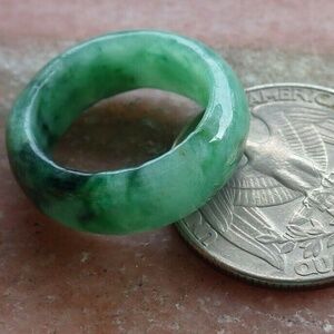 Certified Green Burma 100% Natural A JADE Jadeite Circle RING USA.5.25 戒指